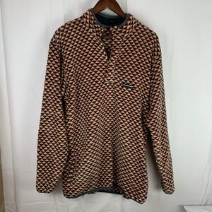 Southern Marsh Men's Medium‎ Fleece Pullover 1/4 Zip Geometric Triangle Orange